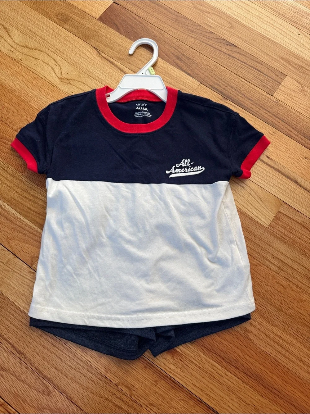 Carter's Colorblock 'All American' Tee - Navy, White & Red Trim